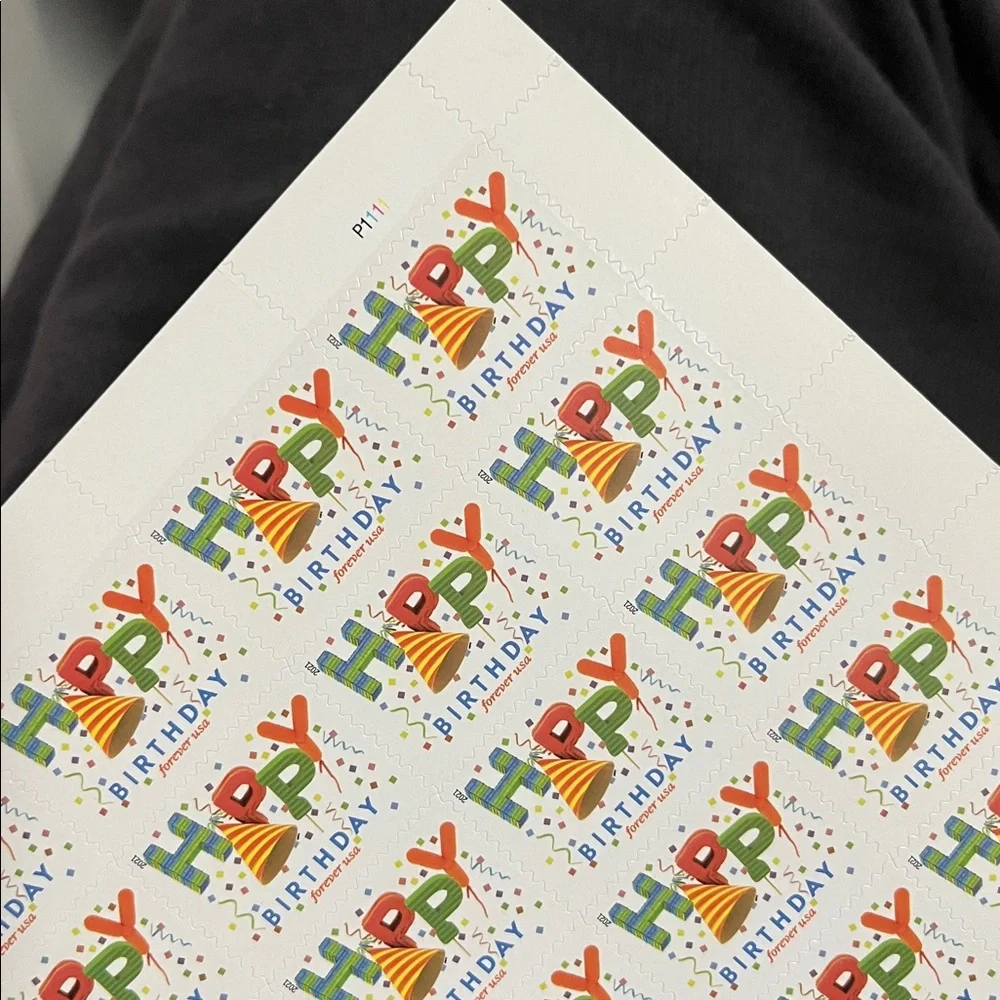 50 Books  'Happy Birthday' Postage Stamps - Colorful Party Design 1000 Pcs good